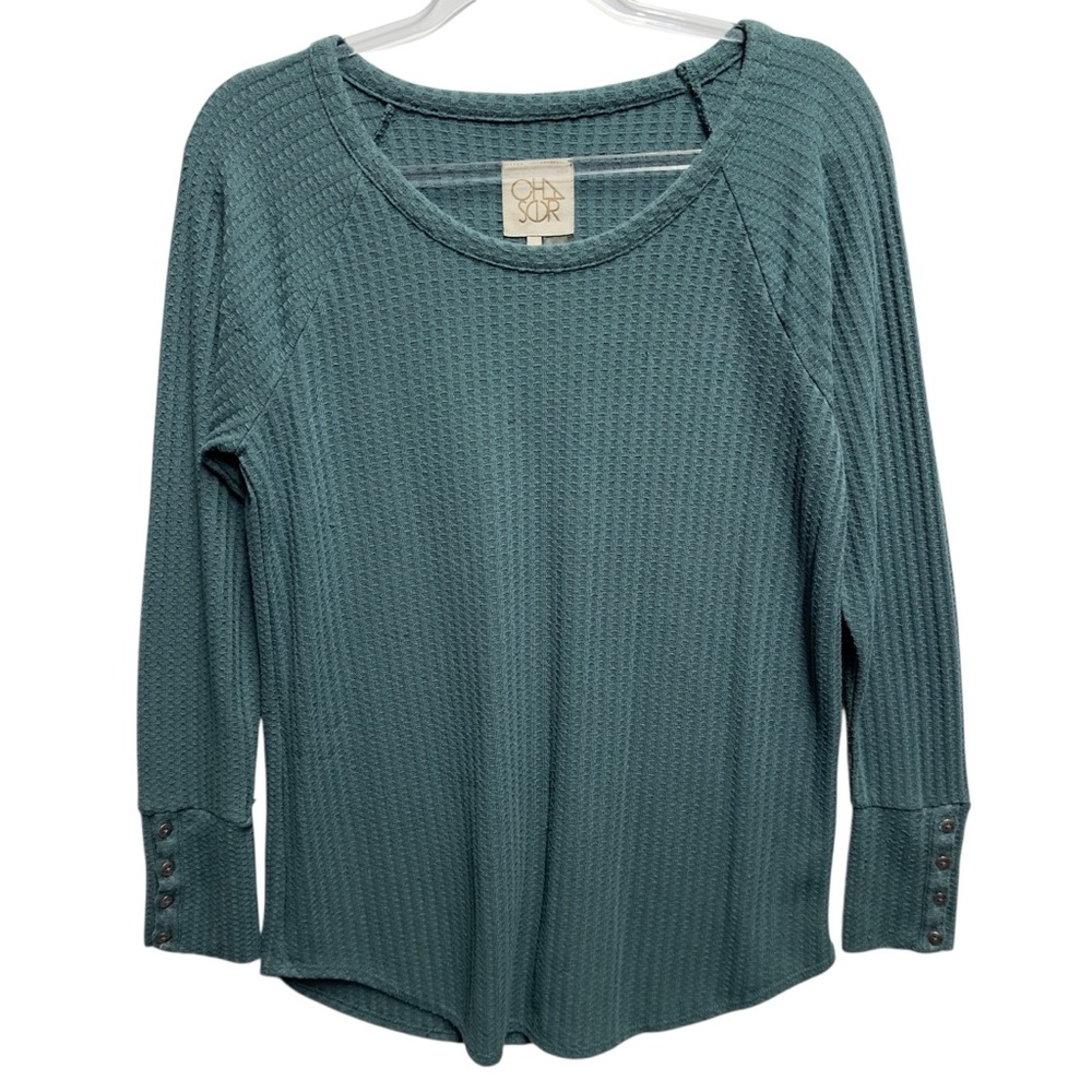 Rayon Waffle Knit Thermal Top Sweater Pullover